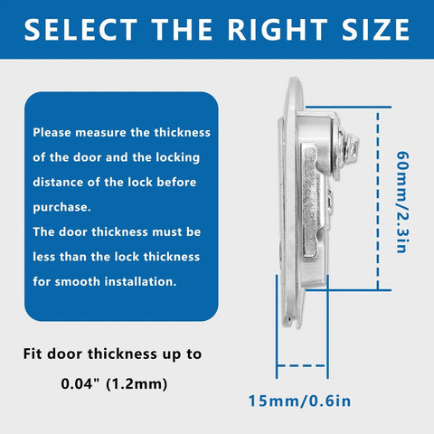 Heavy Duty Stainless Steel Electrical Box Latch Built Like A Tank For Indoor And Outdoor Cabinets Rust Resistant Surface Mount Security Lock with size specifications.