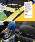 Four Pack 2 Inch By 96 Inch Tie Down Straps Kit With J Hook Ratchets And Wear Pads securing vehicles in transport