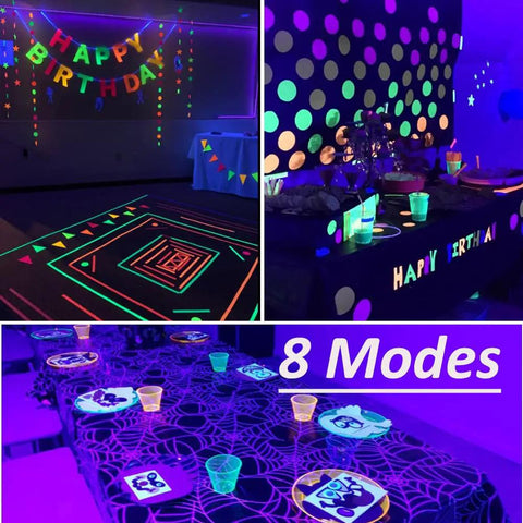 60ft Black Light String Lights With 240 LEDs For Lit Glow Parties Bedroom Decor And Fluorescent Poster Art setup