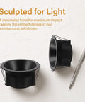 Operitacx Black Metal MR16 Downlight Housing, Fits 1.57" Cut-Out, 3.3" OD, decorative round trim for architectural lighting.