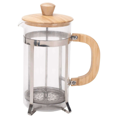 Natural Grain Glass And Bamboo 1 Liter French Press Coffee And Tea Maker with Removable Glass Carafe Easy Clean Design Three Layer Stainless Steel Filter