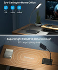 Bright Dimmable Eye Caring Desk Lamp with Three Color Modes and Flexible Gooseneck in home office setting