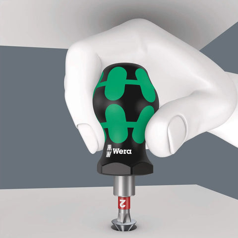 Stubby Bit-Holding Screwdriver 811/1 for Tight Spaces in use, close-up of hand using compact precision driver in small area
