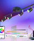 Smart 4 Light RGB LED Track Lighting Kit With Alexa Google Home And App Control Color Changing Ceiling Spotlight in room setup