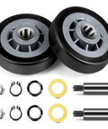 Real Deal Dryer Drum Support Roller Kit Two Pack showing heavy duty rollers and additional hardware for Maytag and Admiral appliances.