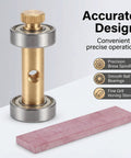 Pro Grade Watch Screwdriver Sharpening Set With 3000 Grit Copper Stone showcasing brass spindle and honing stone