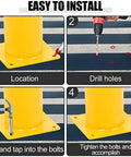 Installation steps for Rock Solid Steel Safety Bollard Heavy Duty Four Pack 48 Inch Tall Bright Yellow Traffic Posts.