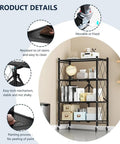 Heavy Duty Four Tier White Collapsible Metal Wire Shelving Rack That Folds Flat And Serves As A Total Game Changer For Organizing Kitchen Pantry Garage Or Living Room Spaces with easy-lock mechanism and swivel casters.