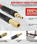 Heavy Duty Hybrid Air Hose 3/8 Inch By 25 Feet with solid brass fittings for optimal airflow and quick-connect ease.