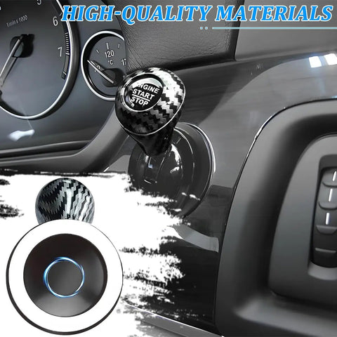 Carbon Fiber Push To Start Button Cover For Car Joystick Upgrade, Alloy Button Cap In Black Finish, Durable Construction Easy Install on car start button