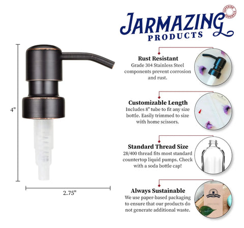 Oil Rubbed Bronze Beefy Metal Soap And Lotion Pump Replacement Two Pack Fits Most Liquid Pumps 28 To 400 Thread Modern Design