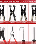 9 Piece Hose Clamp Pliers Set With Flexible Long Reach For Automotive Coolant Radiator Heater And Water Lines