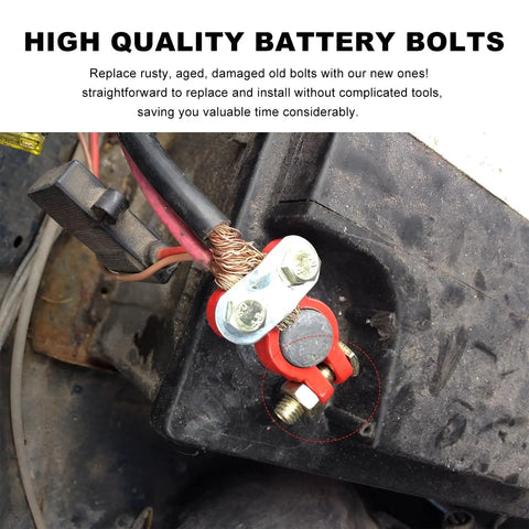 Heavy Duty Solid Brass Side Post Battery Terminal Extender Studs With Brass Jam Nuts Three Eighths Inch One Six Thread installed on battery.