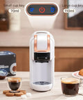 4 In One Compact Coffee Maker Offers No Sweat Hot And Cold Brewing Compatible With K Cup And Dolce Gusto Pods Portable Espresso System For Butter Smooth Daily Sips Anywhere with small and large cup keys.