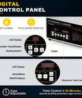 Digital control panel of Pro Grade Straight Up Ultrasonic Cleaner With 6 Liter Digital Tank, featuring LED displays and touch buttons.