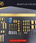 Gold Bypass Barn Door Hardware Kit For Double Doors 79 Inch Single Track Aluminum Rail With Brushed Brass Finish Hardware Only Includes All Mounting Hardware For Quick Hang Of Two Panel Doors on display