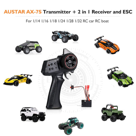 2.4G 3CH RC Transmitter With 2 In 1 Receiver ESC For 1 To 32 Scale RC Cars And Boats, handset with mini RC vehicles