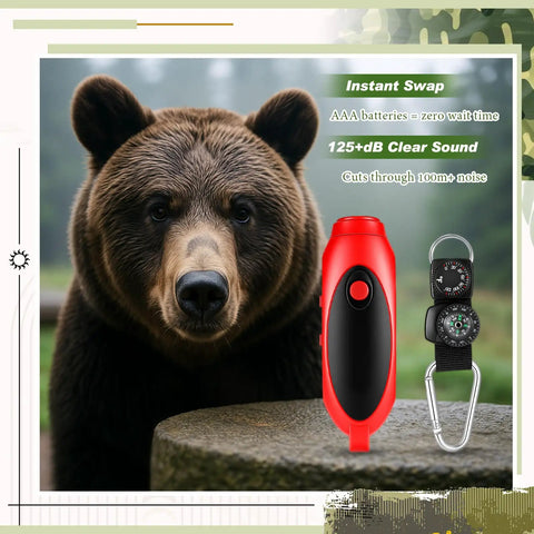 125 dB Bear Horn With Compass And Thermometer For Hiking And Camping Loud Air Horn For Self Defense Scare Bears Up To Half A Mile
