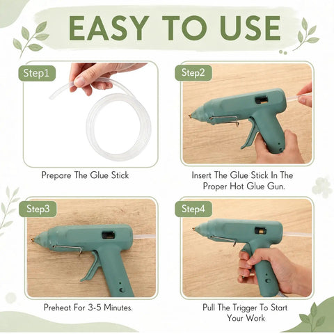 Easy steps to use 100 Pack Clear Hot Glue Sticks For Most Glue Guns, 1.67 Ft Long, 0.27 Inch Diameter Mini Melts in aqua gun