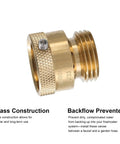Lead Free Brass 3/4 Inch MHT Hose Bibb Connector With Backflow Preventer Vacuum Breaker Check Valve shown on white background