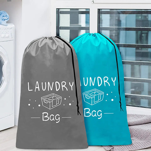 Two Pack Extra Large Travel Laundry Bags For Dirty Clothes, Heavy Duty Drawstring Organizers With Durable Nylon by window
