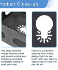 Close-up of Heavy Duty Drywall Outlet Cutter For Oscillating Multi Tool showing serrated edge and precision design for accurate cuts.