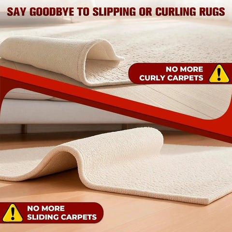 Image showing two area rugs on hardwood floors secured with 12 Pack Double Sided Carpet Tape For Hardwood Floors, Heavy Duty Rug Tape.