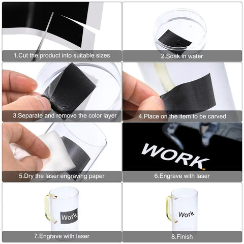 Instruction steps for using Two Pack 15.3x10.4 Inch Black Laser Engraving Paper Sheets For Fiber Laser Marking And Engraving.