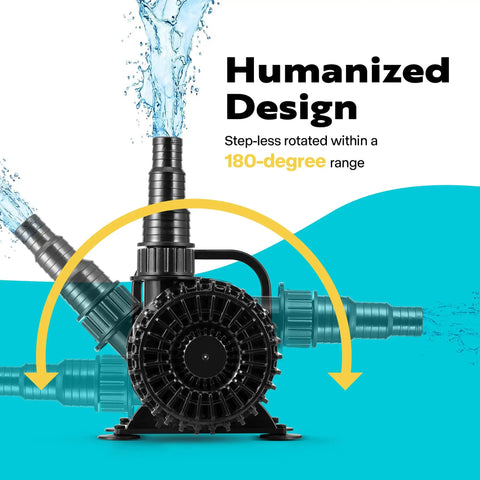 Beefy Submersible Pond Pump 100W 1600GPH with 180 Degree Adjustable Nozzle for koi ponds and fish tanks