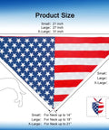 Dual-Layer Patriotic Dog Bandana Set 2Pack Reversible Red White Blue Triangle Style For Big Pups size guide image.