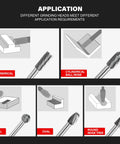 Diagrams showing different heads of YG6 Tungsten Carbide Rotary Burr Bit With One Quarter Inch Shank Double Cut Die Grinder Bit
