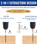 Diagram of Pro Grade Heavy Duty 6 Piece Stripped Screw Extractor Kit With Titanium Coated Extractors And HSS Reverse Drill Bits