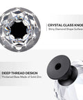 Premium Crystal Cabinet Drawer Knobs With Matte Black Zinc Base Thirty Millimeter Handle top view showing diamond shape and thickened zinc base.