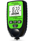 Hardcore Car Paint Thickness Gauge With Digital Coating Meter, 0.1 Micrometer Resolution, 0 to 1500 Micrometer Range, Auto Fe NFe Detection, Backlit LCD, High Accuracy for Detailing and Used Car Inspections. Handheld digital paint thickness gauge with LCD and buttons.