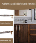 2 Pack Ceramic Cabinet Drawer Handles Vintage Dresser Pulls For Kitchen And Bedroom, 5 Inch Center To Center, Zinc Alloy Hardware