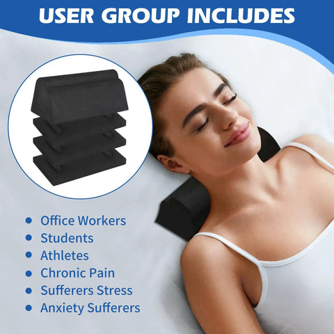 Neck And Shoulder Relaxer Cervical Traction Pillow For At Home Spine Alignment And Neck Pain Relief Neck Stretcher Device With Massager Block For Gentle Cervical Traction And Posture Support, black EVA foam, 4 height settings
