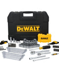 Hella Tough 142 Piece Mechanics Tool Set With Low Profile Ratchet Designed For Tight Engine Bays Featuring 1 4 And 3 8 Inch Drive Standard And Metric Sockets Built Like A Tank For Garage Grind And Daily Auto Repairs in a durable carrying case.