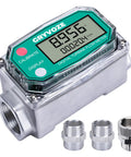 Go-To Three-Quarter Inch Digital Turbine Fuel Flow Meter Inline NPT With 360 Degree Swivel Connector and display