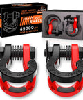 Tigertooth Three Quarter Inch D Ring Shackles With Seven Eighths Inch Pin For Tow Straps And Winch Recovery Off Road Vehicles Beefy Heavy Duty 45000 Lb Break Strength Bright Red displayed with package