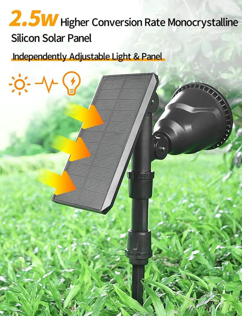 Solar Outdoor Lights With 9 Modes Color Changing 18 LED Spotlight Waterproof with solar panel in garden