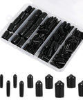 200 Piece Round Rubber End Caps Set For Bolts And Screws And Metal Tubing Durable Flexible Thread Protectors in storage case
