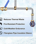 Foil Backed Fiberglass Pipe Wrap For Outdoor Use, Durable Insulation Shield Against Freezing Weather, 3 Inch Wide By 1 Inch Thick By 25 Feet Long One Pack insulating plumbing with features highlighted.