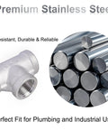 1/2 in NPT stainless steel tee fitting, 304 stainless, 3-way female pipe fitting, pack of 2