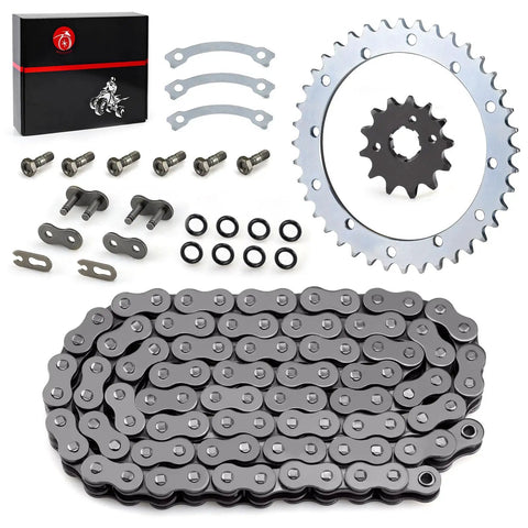 Heavy Duty O Ring Drive Chain And Drive Sprockets Kit For Warrior 350 YFM350X ATV 1989 2004 Gray with 520 chain, 40T rear, 13T front