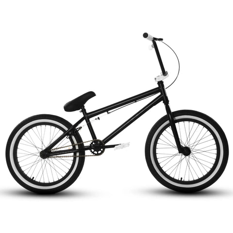 Black BMX Freestyle Bike 20 Inch And 16 Inch Size For Teens And Kids Street Ready Stunt Bike With Hi Tensile Steel Frame Side View