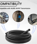 6AN Automatic Transmission Cooler Kit For 4L60E And 4L65E With Nylon Braided Fuel Line Hose and Separator Clamp 15 Ft Black Universal