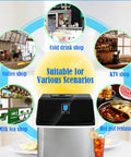 Slick Countertop Ice Cube Maker, Portable Electric Unit With Foolproof Touch Controls, suitable for cafes, bars, and restaurants.