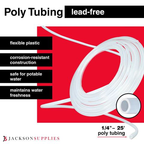 Roll of 1/4 inch by 25 feet lead-free poly tubing for Plug And Play Ice Maker Water Line Kit For Fridges And Freezers