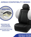 Piping Luxury Faux Leather Car Seat Covers Waterproof Anti Slip Front Seat Protector Ergonomic All Day Comfort Universal Fit for 95 Percent Cars Vans Trucks SUVs Black Easy Install airbag compatibility shown