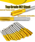 Two Piece M10 X 1.5 Thread Taps Set HSS Right Hand M2 Steel Taper And Bottom Milling Tap with Titanium Plate Finish Hardened